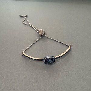 Swarovski Sterling Silver Adjustable Bracelet with Dark Blue Gems